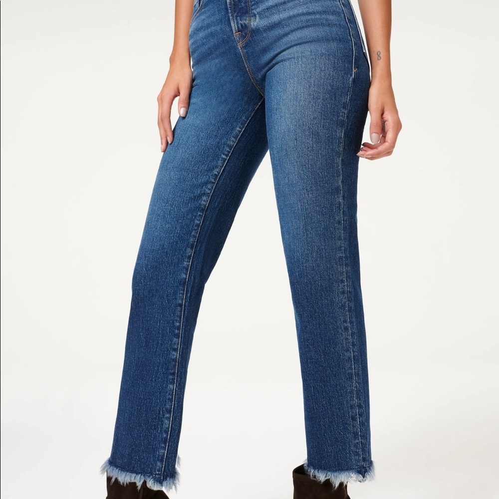 Good American good boy fray hem jeans size 10